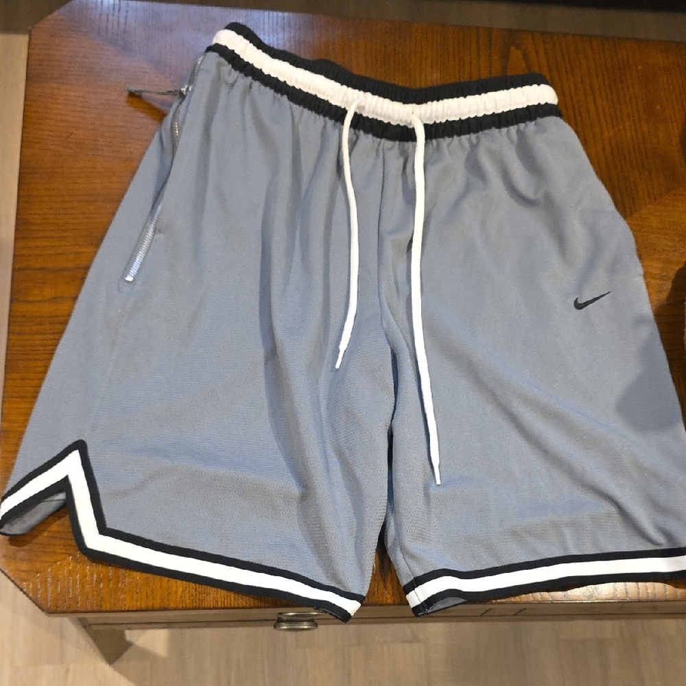 Nike Men's Gray Athletic Shorts with Black Trim